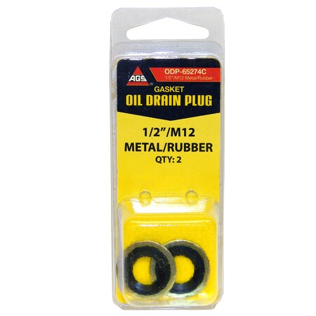 Ags Accufit Oil Drain Plug Gasket Aluminum M12, 2 per Card ODP-65274C